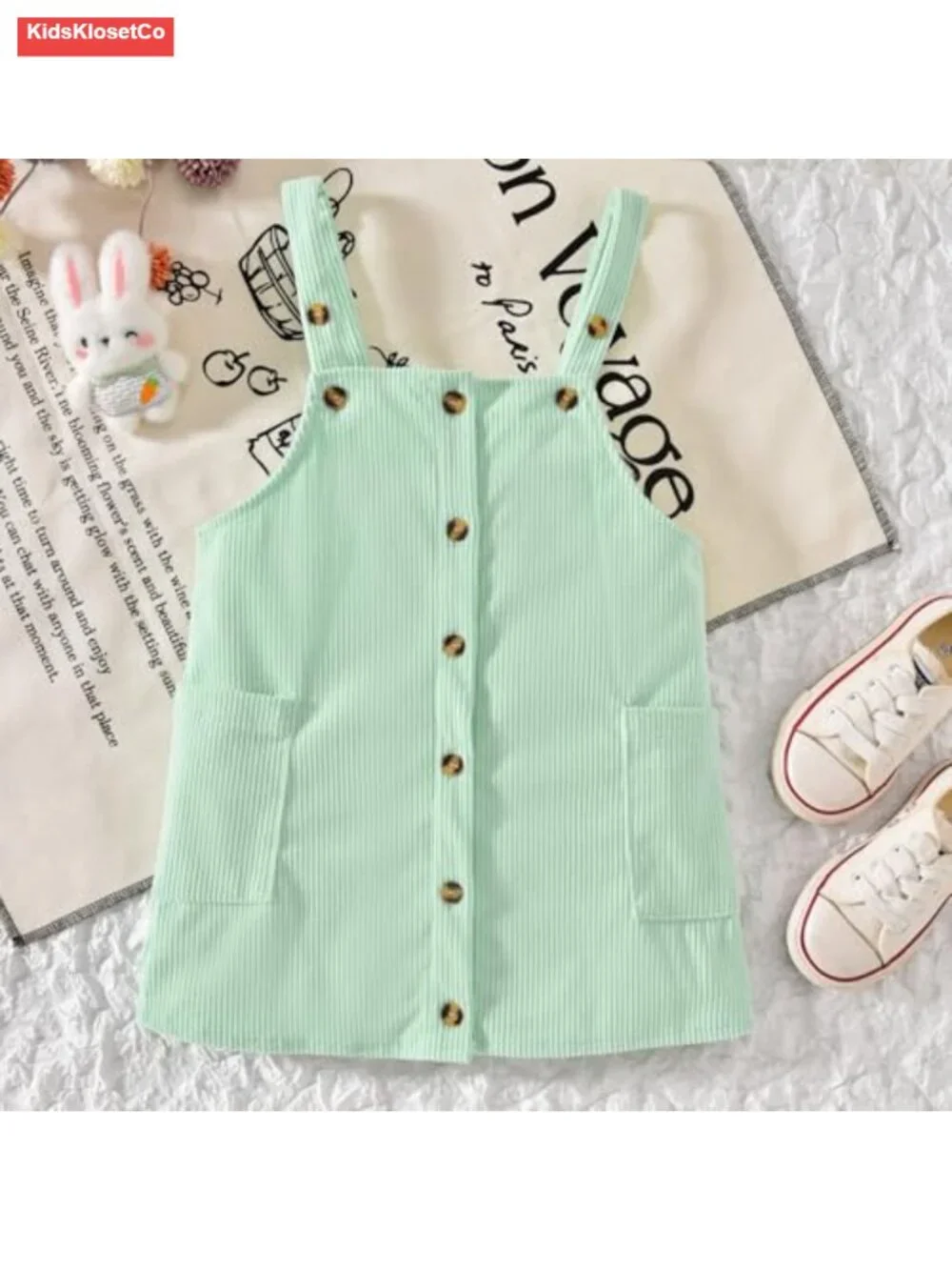 Toddler Girl Corduroy Button Down Overall Dress Set 2-7 Years